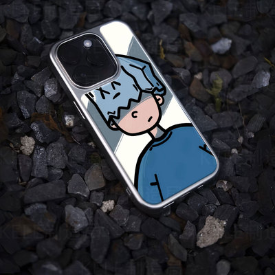 头裹纸袋电镀玻璃黑框磨砂手机壳适用苹果iphone17promax华为VIVOIQOO12PRO小米15PRO华为PURA80ULTRAOPPOREN