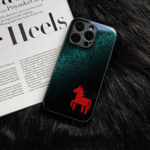 苹果17promax针织红马玻璃手机壳马年新年祝福有钱适用苹果华为OPPORENO14PRO一加ACE5Pro荣耀MAGIC7PRO一加A