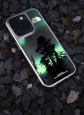 北面极光林电镀玻璃黑框磨砂手机壳适用苹果iphone17promax华为OPPORENO12小米14PROOPPOFINDX8PRO荣耀300PRO