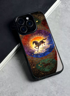 苹果17promax天马踏云玻璃手机壳马年新年祝福有钱适用苹果华为OPPOK13TURBOPRO荣耀X70I红米K80PROFINDX8PRO