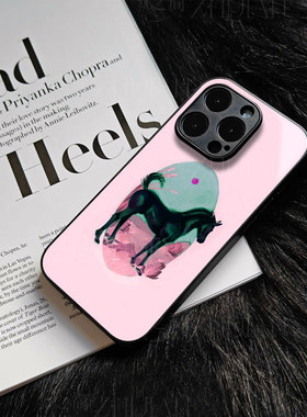 苹果17promax黑马立沙玻璃手机壳马年新年祝福有钱适用苹果华为畅享80PRO三星S25ULTRAMATE70PRO+MATE80PROMA