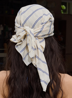 BlingCharm*街头休闲条纹时髦百搭裹胸搭配包头头巾方巾裹裙男女