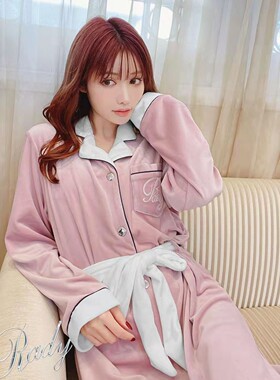 EX0141 出口外贸RADY成人睡衣睡袍春季甜美天鹅绒亲肤柔软粉嫩色