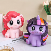 新款 卡通可爱小马搪胶存钱罐儿童节日礼物储蓄罐创意礼品桌面摆件