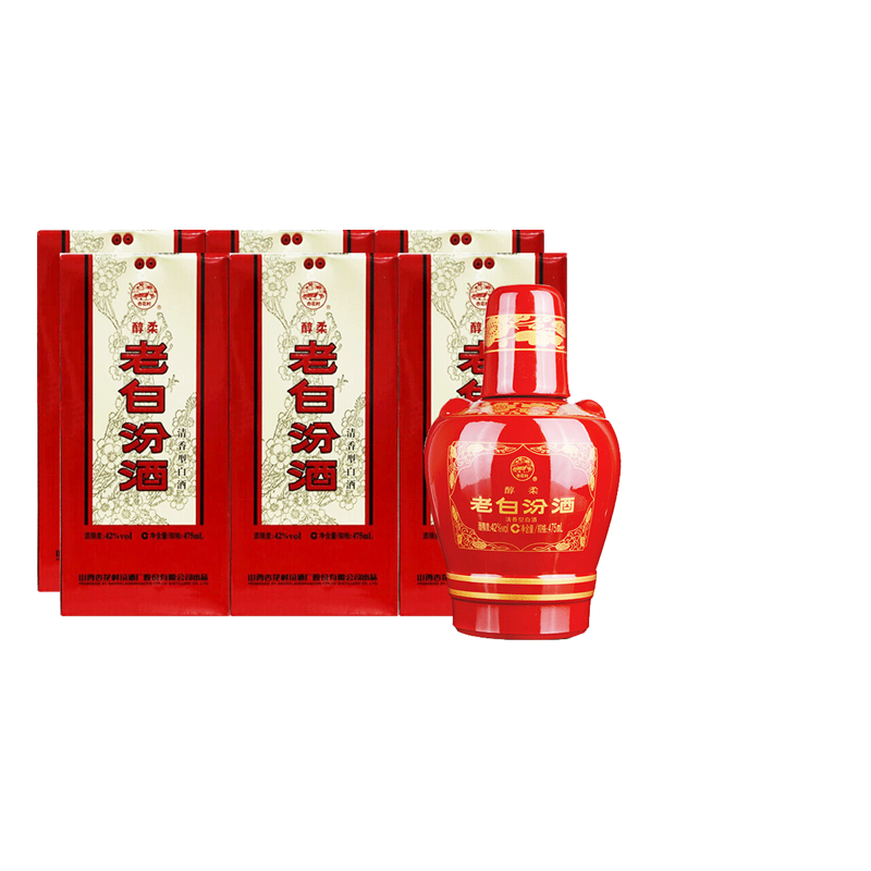 汾酒42度醇柔老白汾475ml*6瓶整箱礼盒装杏花村清香型白酒