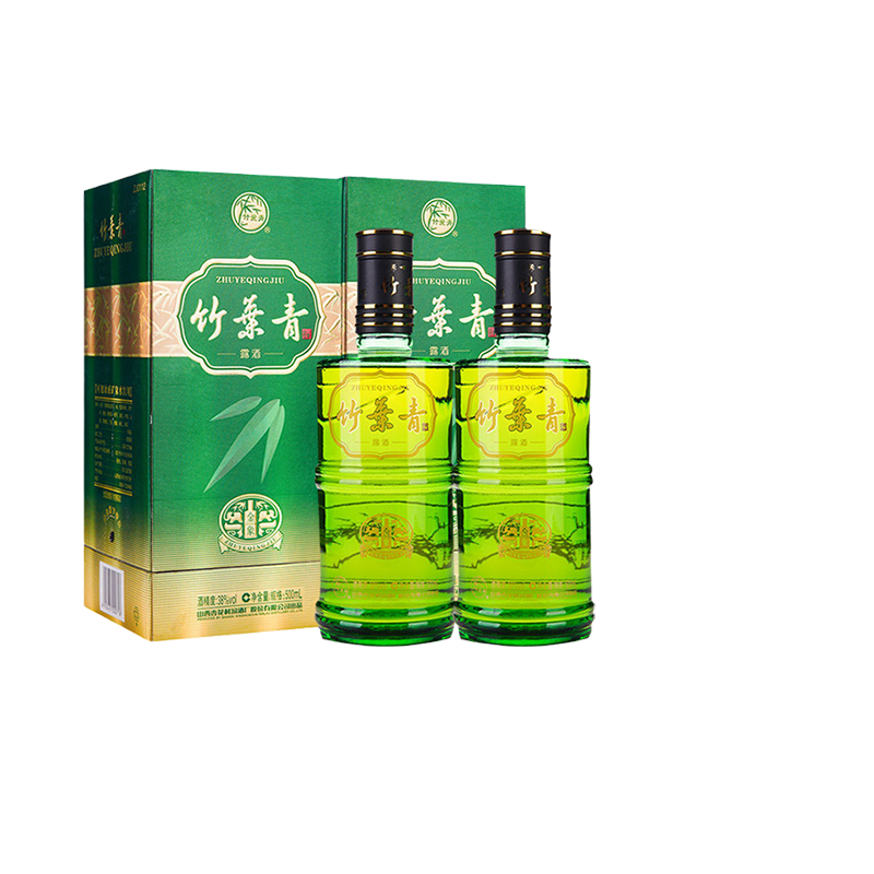 汾酒38度金象竹叶青酒500ml*2瓶礼盒装山西杏花村露酒
