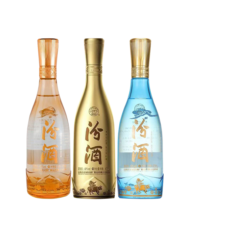 汾酒杏花村牧童水晶汾玻汾口粮酒42度+53度+60度各一瓶475ml*3瓶