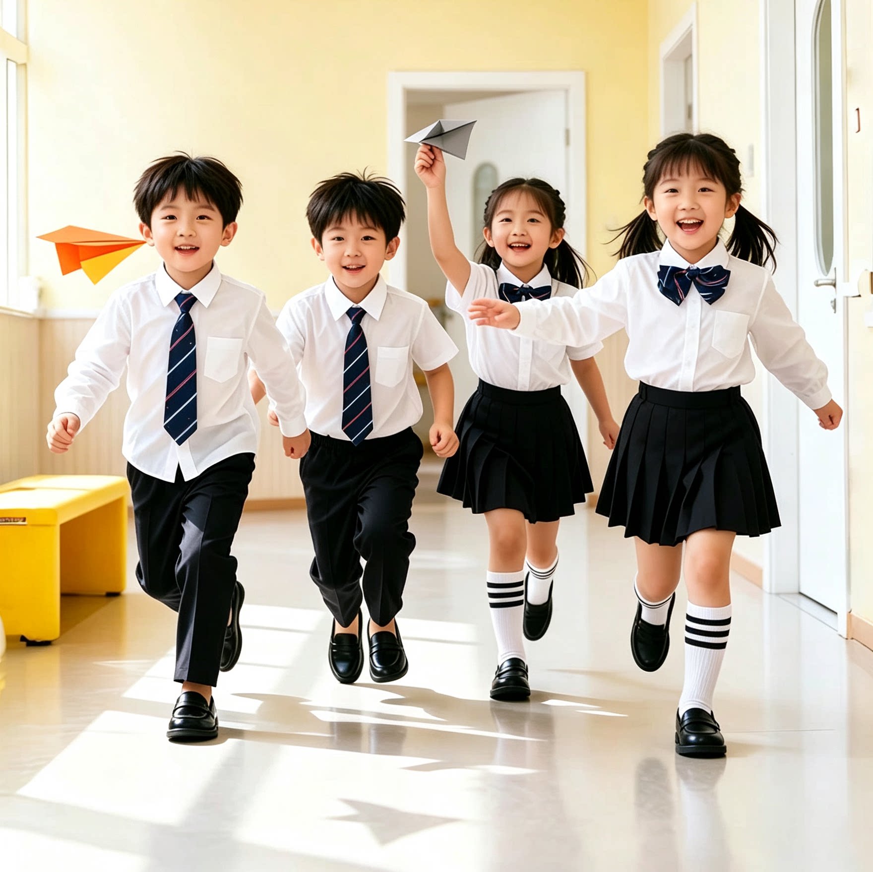 六一幼儿园小班学生演出服大班毕业照套装学院风衬衣黑裤子合唱