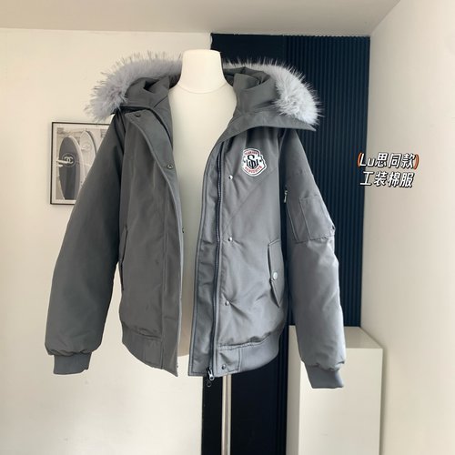 黄子弘凡同款可拆毛领连帽棉服