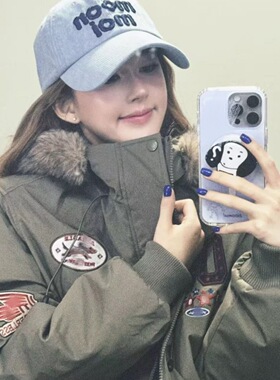 F426.赵露思许妍同款冬季新款美式休闲复古连帽毛领派克棉服