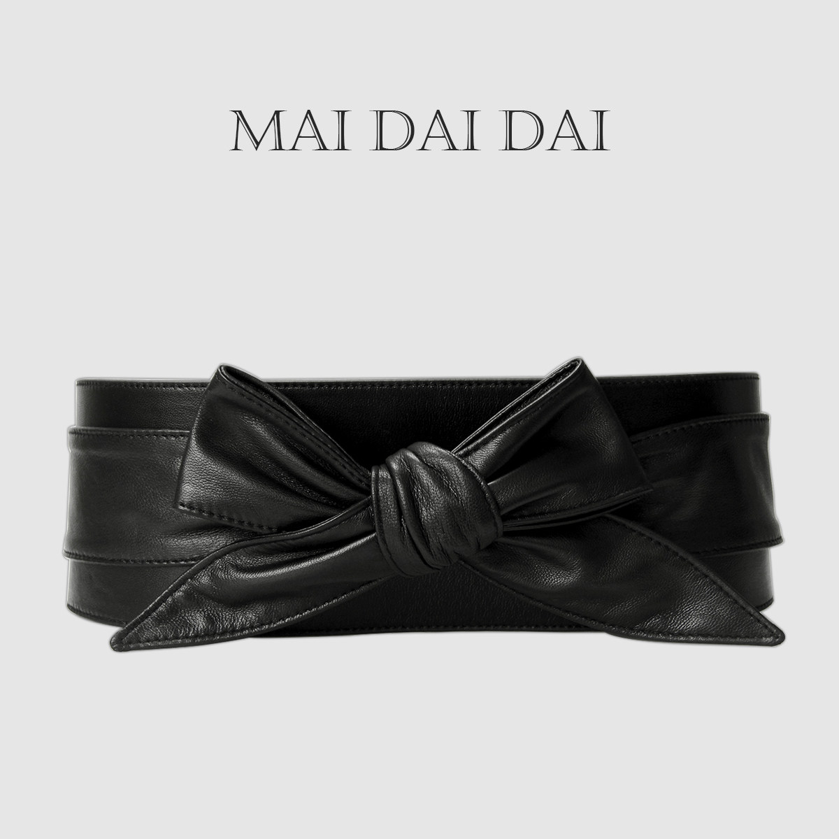 羊皮双圈女式超宽腰封真皮装饰连衣裙腰带系结时尚束腰配裙子黑色