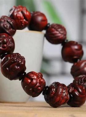 吉祥】印度小叶紫檀雕刻十二生肖手串男女本命转运珠本命年佛珠高