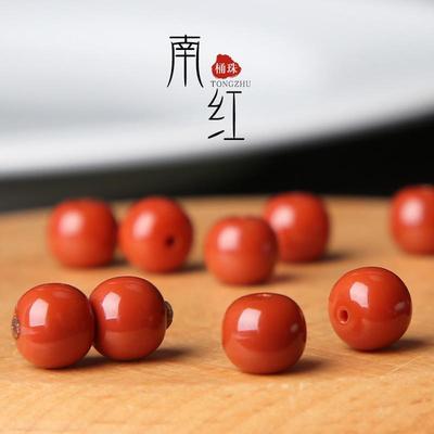 原矿南红老型桶珠单颗顶珠散珠腰珠隔珠星月菩提文玩手串配饰