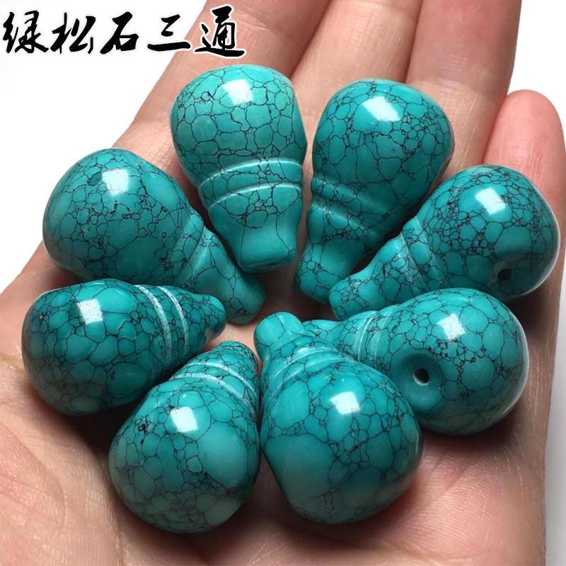 绿松石三通佛头文玩手串三通配饰天然高瓷松石一体三通民族风饰品