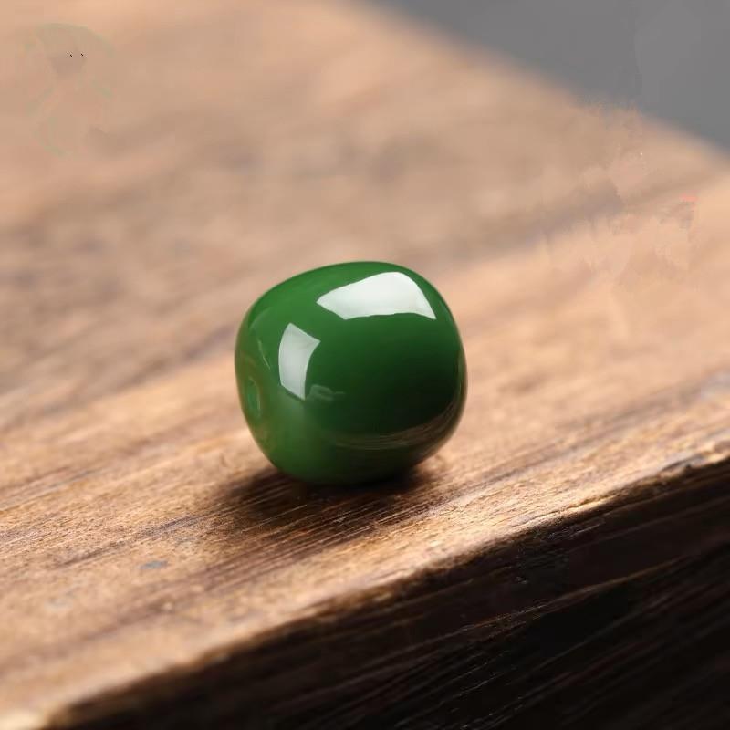 吉祥】和田玉碧玉散珠子菠菜绿正阳绿圆珠无杂无黑点老型散珠碧玉