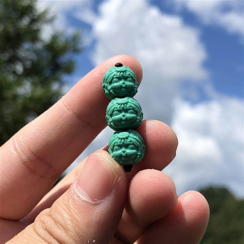 吉祥】78一粒绿松石文玩扎基拉姆精品配饰尺寸百搭无水无油手工雕