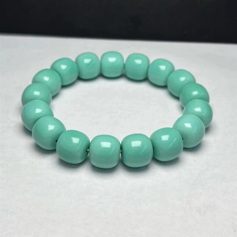 吉祥】十堰高瓷蓝绿松石圆珠老型手串手持配珠老型菱镁矿吊坠项手