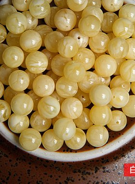 天然琥珀俄料白蜜蜡4-20mm蜜蜡圆珠俄白花蜜蜡三通散珠精挑
