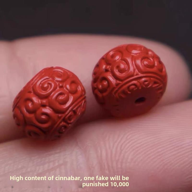 正品保真朱砂墩子隔珠回纹扣顶珠回纹手串菩提108颗文玩配饰件