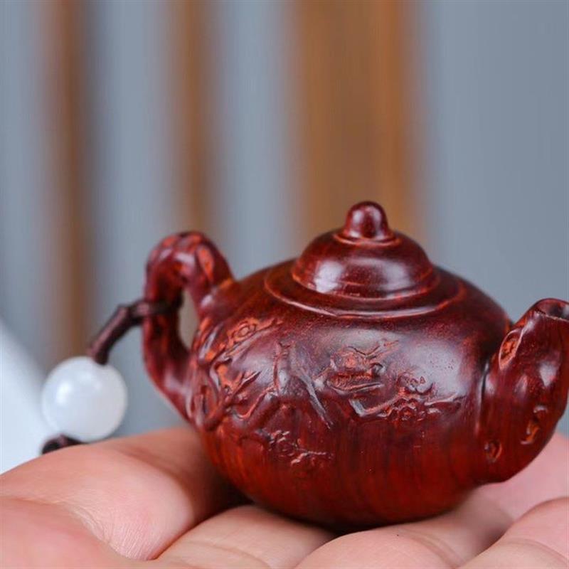 吉祥】紫檀老料高油密手把壶把把壶男士便捷手把挂件麻将神器摆件