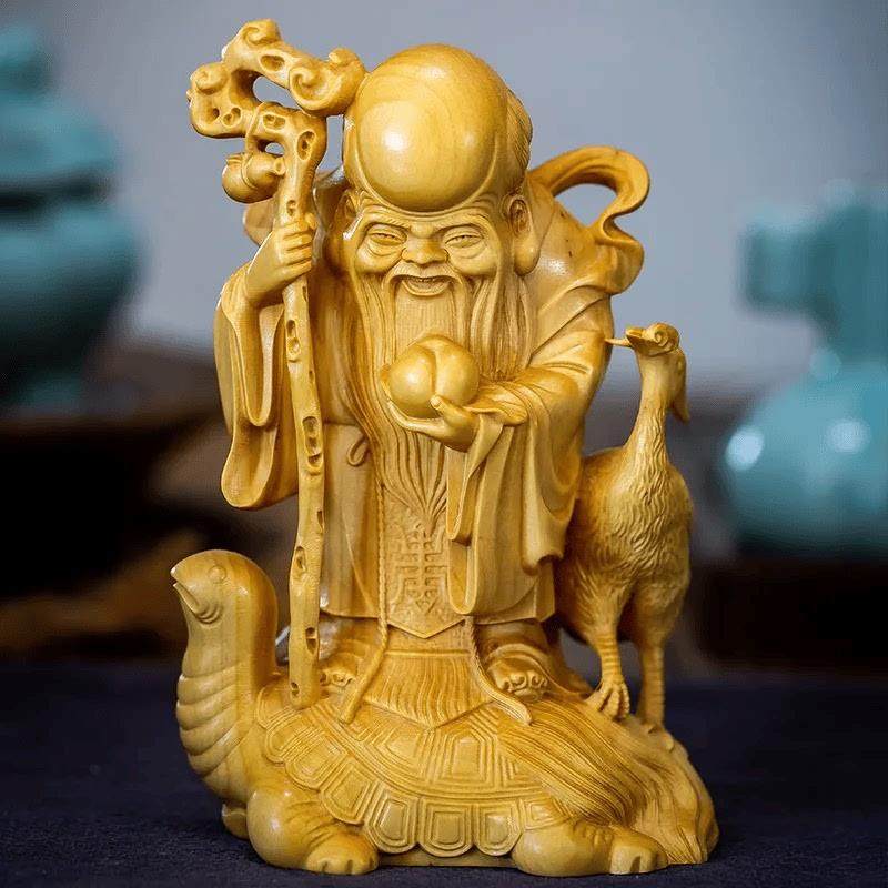 吉祥】崖柏黄杨木龟鹤寿星居家客厅寿仙翁老人生日礼物拜寿收藏送