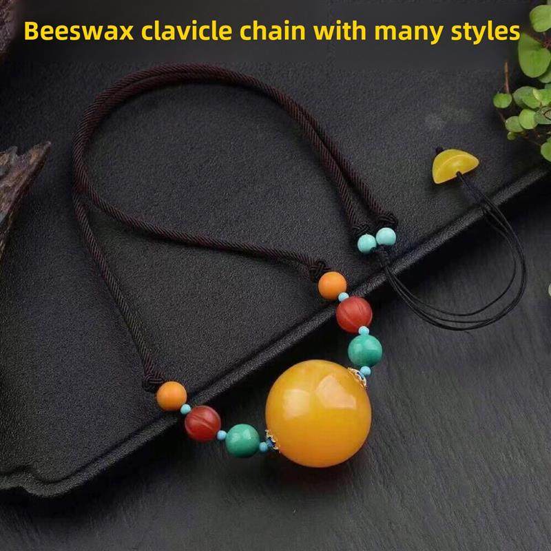 蜜蜡鸡油黄圆珠项炼锁骨炼圆珠可定制琥珀男女款挂坠饰品饰品