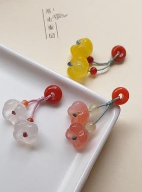 天然南红吊坠隔珠玛瑙桂花小提溜 手链手串配饰小挂件项链配件