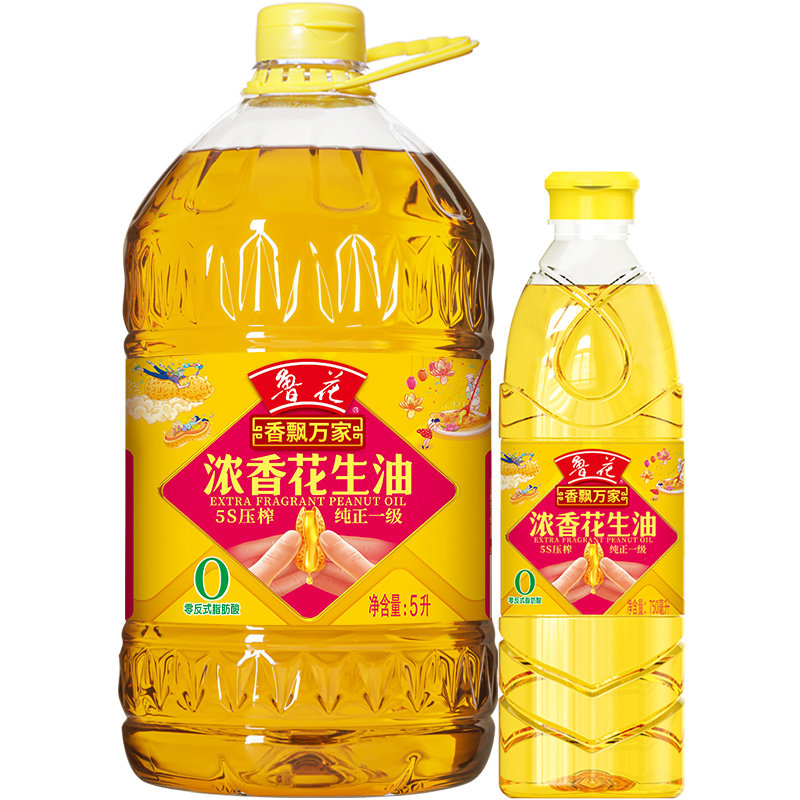 鲁花香飘万家5S压榨一级浓香花生油5.75L（5L+750ml）粮油食用油,粮油调味/速食/干货/烘焙,花生油,淘宝优惠券,粉丝福利购,淘宝优惠卷