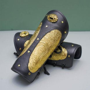 汉服护腕乌衣巷原创金色皮革护臂古风配饰飞鱼服圆领袍束袖