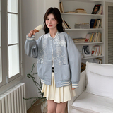 现货新款092-2510-重工提花蓝色棒球服P155控228，女装短外套，浙宝092