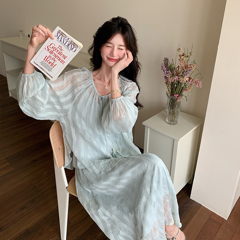 蓝色法式浪漫轻薄衬衫半身裙三件套装女2025新款夏日绝美套装穿搭，商品下架区商品下架区，浙宝092