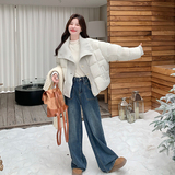 现货092-2548针织拼接50白鸭绒羽绒服P265控375，女装羽绒服，浙宝092