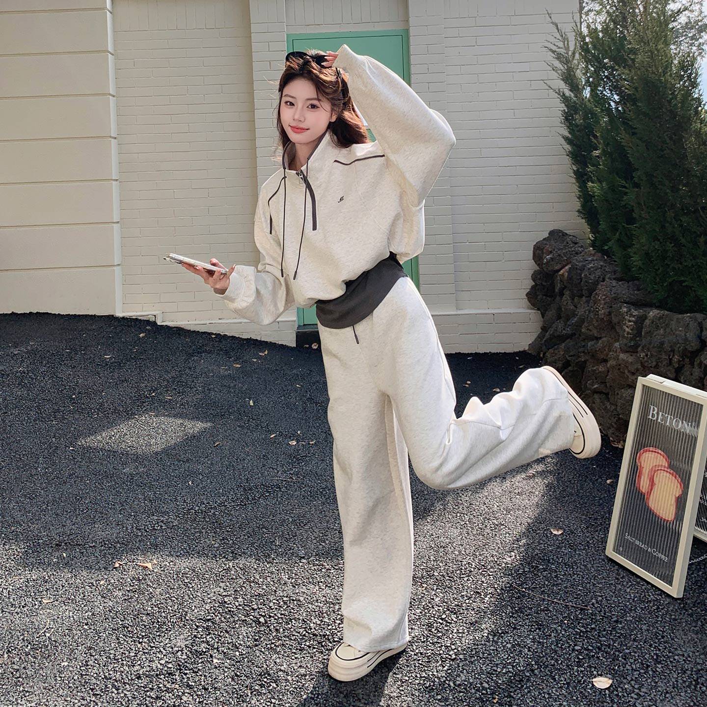 现货092-2602浅灰休闲套装P175控288，女装运动套装，浙宝092