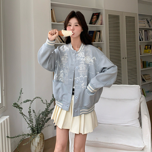 现货新款 092-2510-重工提花蓝色棒球服P155控228图片