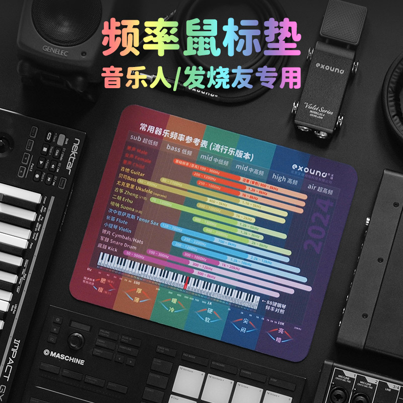 【叉烧网】音乐制作乐器常用频率对照鼠标垫 音乐人 发烧友专用