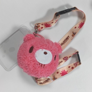 Gloomy暴力熊毛绒挂件球球钥匙扣粉色熊头挂绳卡套