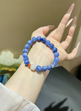 甜美梦幻蓝晶石白水晶手链