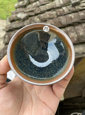 丞相龙窑柴烧建盏束口口径9.2cm高4.6cm重量131g容量110cc