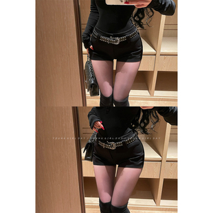 含腰带 热裤 YoungGirlDay辣妹性感高腰显瘦外穿靴裤 捏褶显腿长短裤