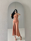 YoungGirlDay纯欲性感紧身显瘦无袖 包臀高开叉鱼尾背心连衣裙长裙