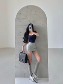 YoungGirlDay辣妹风性感高腰带安全裤 防走光侧开叉包臀半身裙短裙