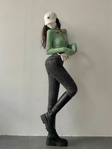 Эластичный карандаш, джинсы, штаны, высокая талия