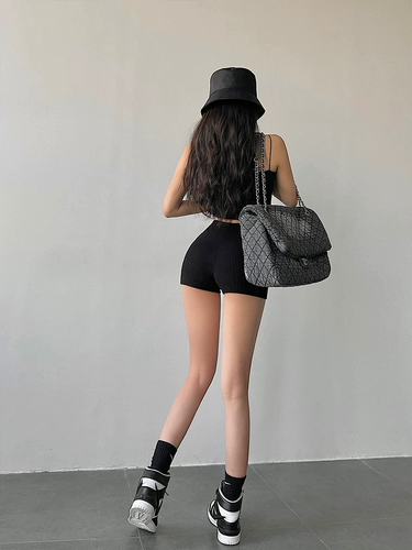 Эластичные цветные трикотажные шорты для отдыха, штаны, европейский стиль, высокая талия, в обтяжку, по фигуре, с акцентом на бедрах