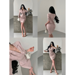 YoungGirlDay御姐韩系OL系带收腰上衣外套高腰包臀半身裙西装 套装