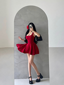 YoungGirlDay 少女感芭蕾风收腰显瘦褶皱裙摆性感吊带连衣裙短裙