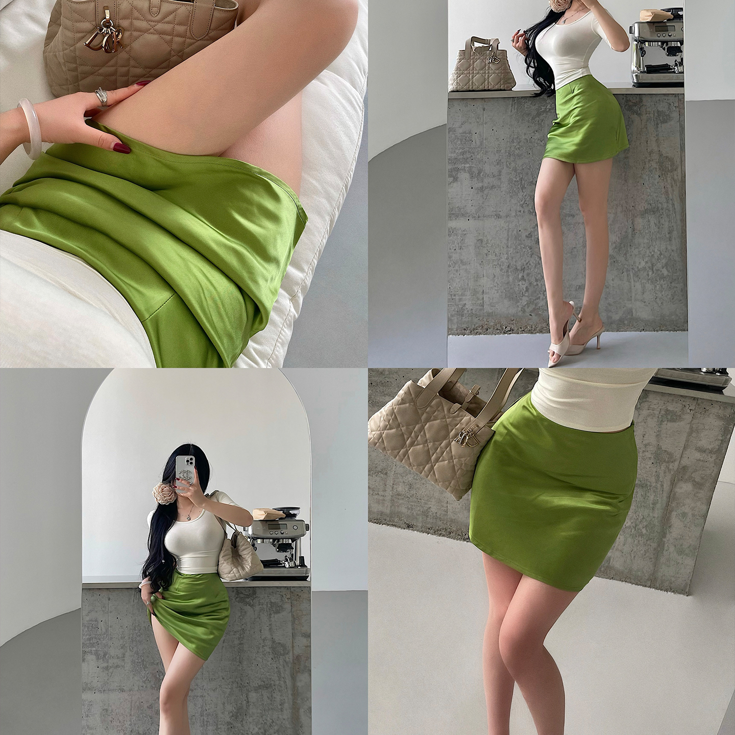 御姐纯欲高腰显瘦缎面包臀半身裙