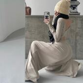 YoungGirlDay T恤上衣 露脐长袖 纯欲辣妹性感修身 显瘦交叉露背短款