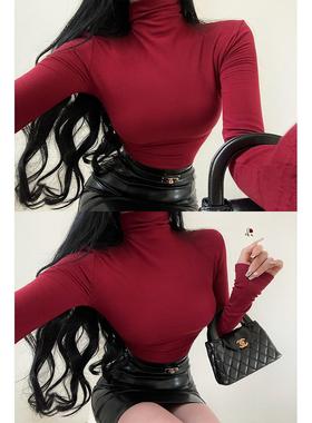 YoungGirlDay 纯欲基础款高领紧身显瘦弹力加绒打底衫长袖T恤上衣