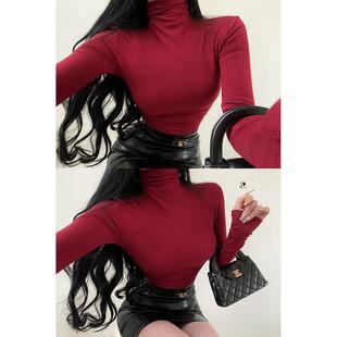 长袖 高领紧身显瘦弹力加绒打底衫 T恤上衣 纯欲基础款 YoungGirlDay