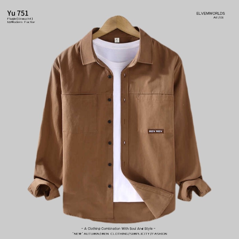 日系复古工装衬衫美式高级感纯棉男长袖韩版高级感休闲帅气质外套,男装,衬衫,淘宝优惠券,粉丝福利购,淘宝优惠卷